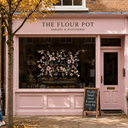 Custom Text Neutral Flowers Window Cling - Fall Autumn Shop Styling