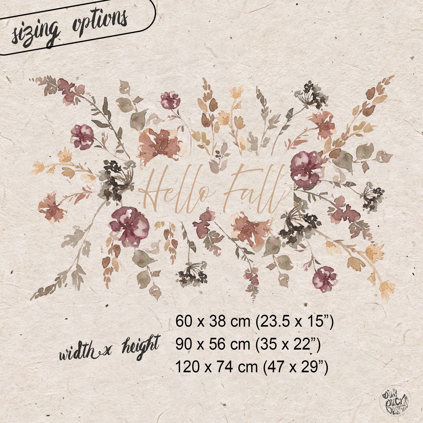 Custom Text Neutral Flowers Window Cling - Fall Autumn Shop Styling