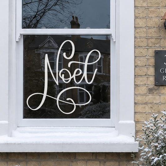 Noel Christmas Reusable White Quote Window Cling