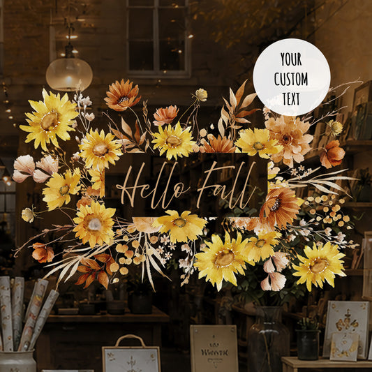 Custom Quote Ombre Sunflower Shop Window Cling