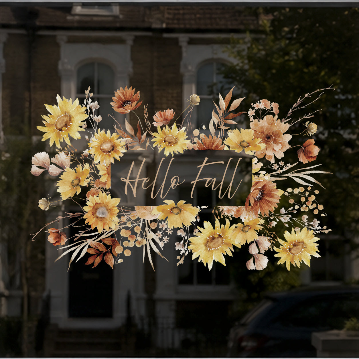 Custom Quote Ombre Sunflower Shop Window Cling