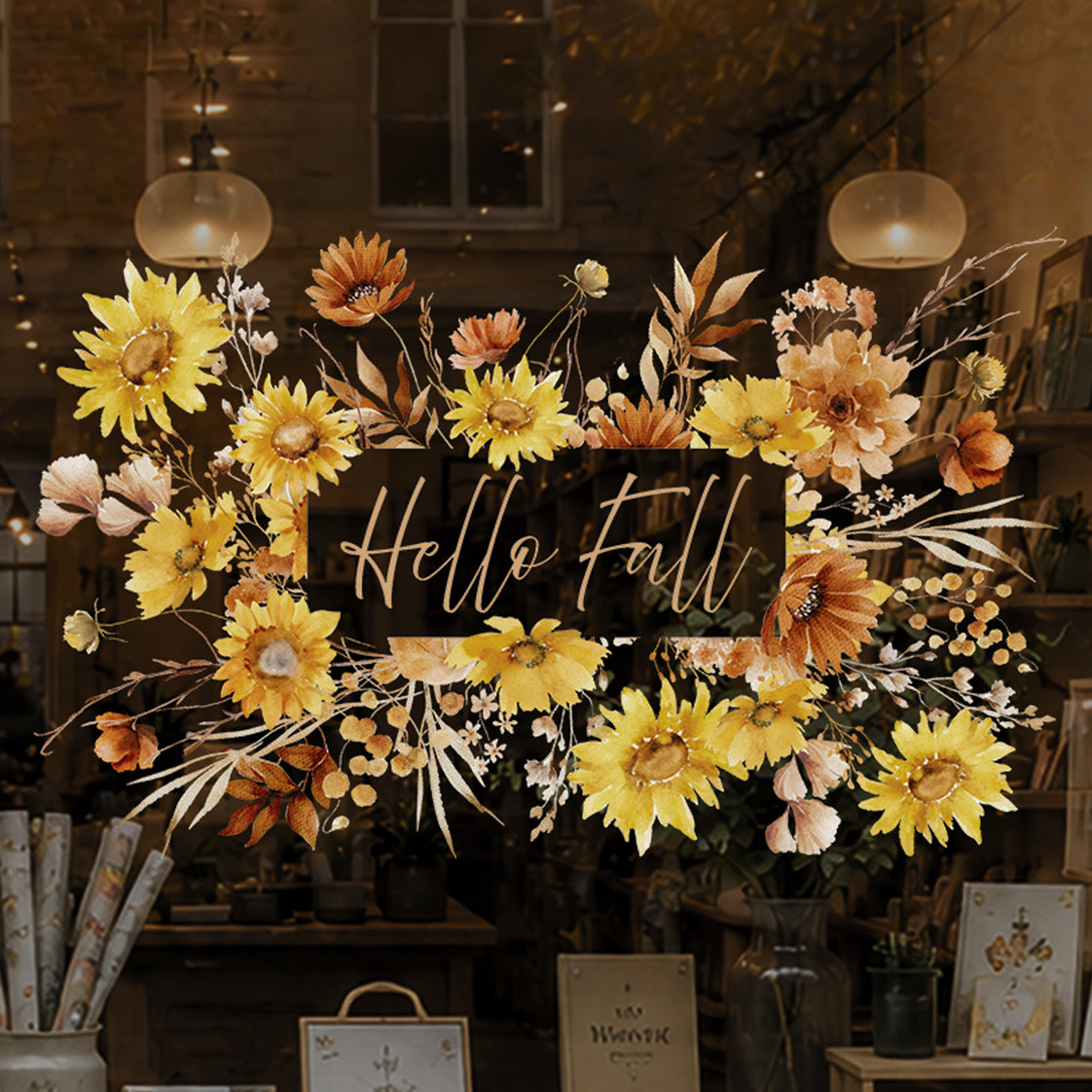 Custom Quote Ombre Sunflower Shop Window Cling