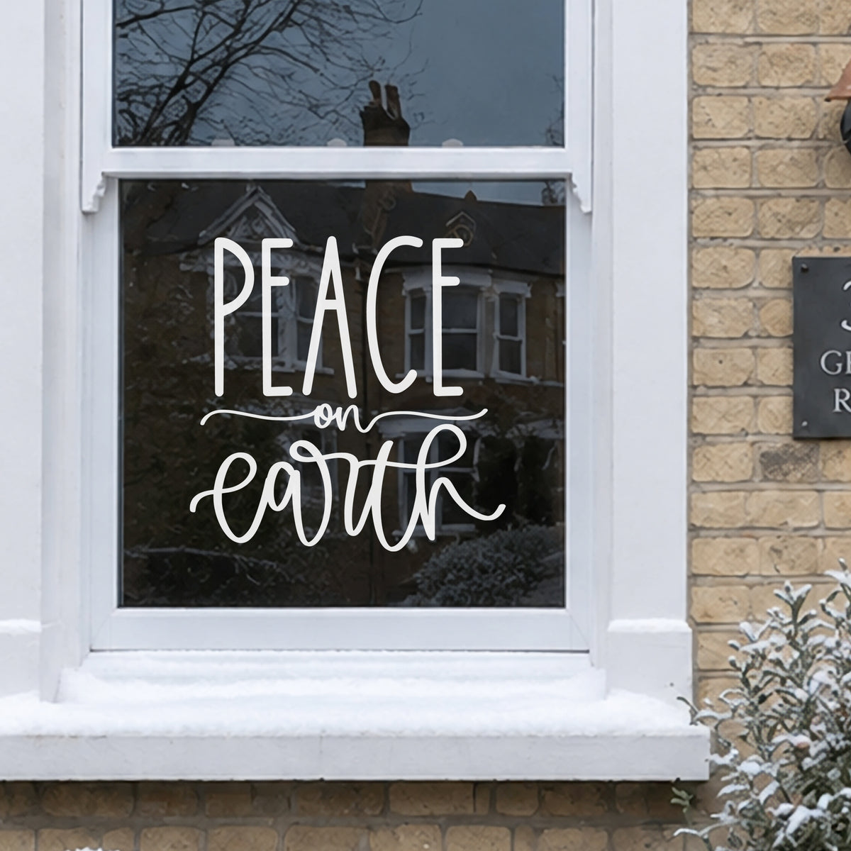 Peace On Earth Christmas Carol Reusable White Quote Window Cling