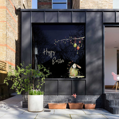 Quirky Happy Easter Rabbit & Eggs Window Decal Set