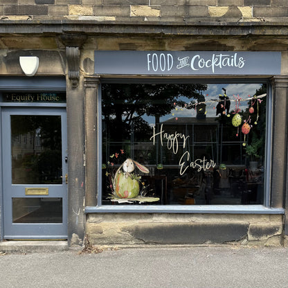 Quirky Happy Easter Rabbit & Eggs Window Decal Set