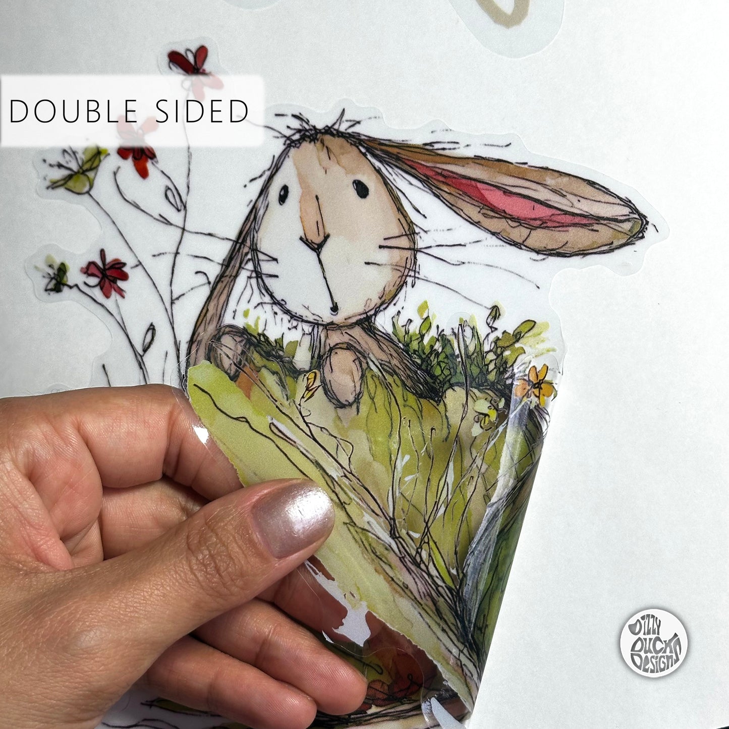 Quirky Happy Easter Rabbit & Eggs Window Decal Set