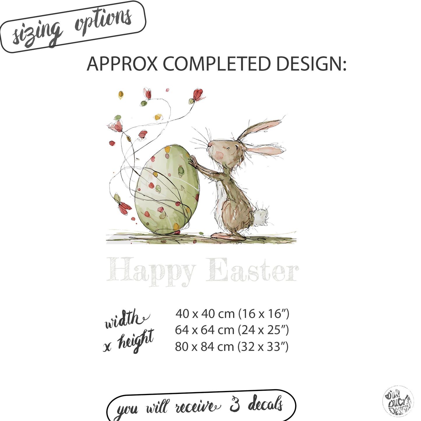 Quirky Happy Easter Rabbit with Egg Quote Window Decals