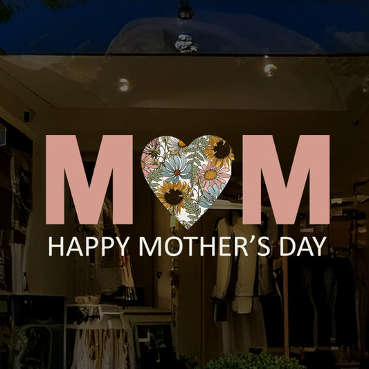 Happy Mother's Day Retro Flowers MOM Window Decal Quote