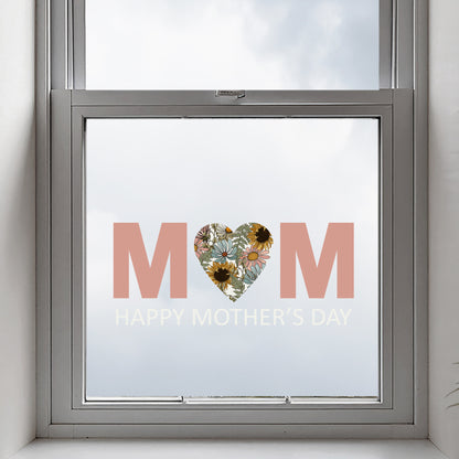 Happy Mother's Day Retro Flowers MOM Window Decal Quote