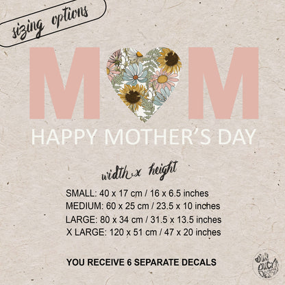 Happy Mother's Day Retro Flowers MOM Window Decal Quote