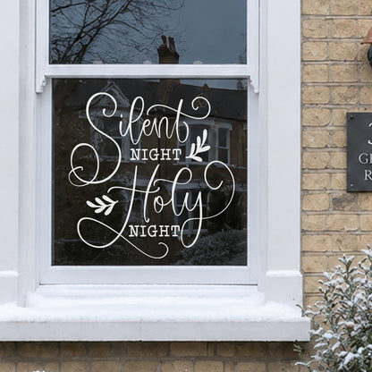 Silent Night Christmas Carol Reusable White Quote Window Cling