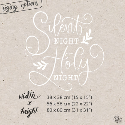 Silent Night Christmas Carol Reusable White Quote Window Cling