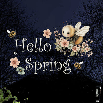 Hello Spring Bumble Bee Quote Window Decal Set