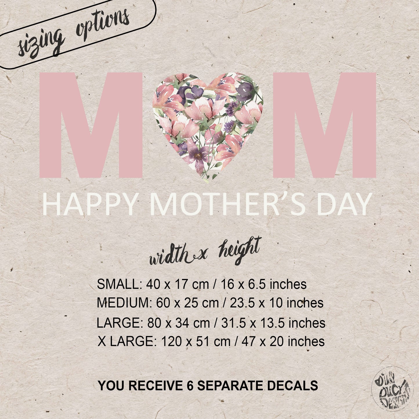 Happy Mother's Day Summer Flowers MOM Window Decal Quote