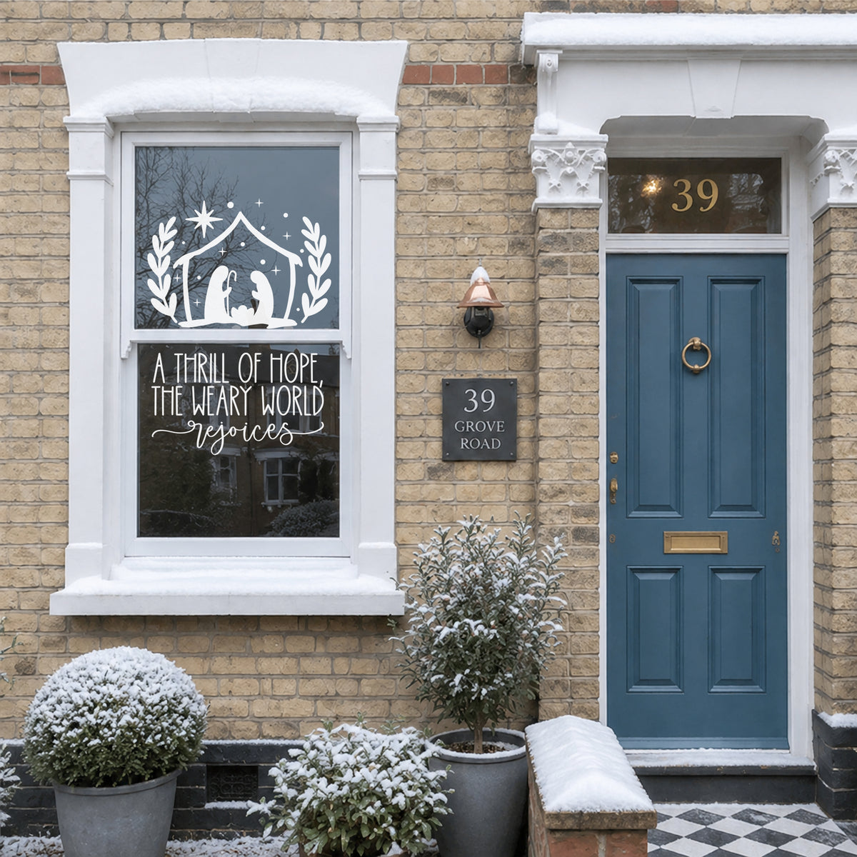 A Thrill Of Hope Reusable White Christmas Carol Quote Nativity Window Cling