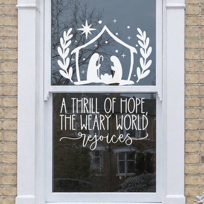 A Thrill Of Hope Reusable White Christmas Carol Quote Nativity Window Cling