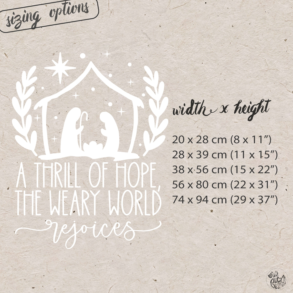 A Thrill Of Hope Reusable White Christmas Carol Quote Nativity Window Cling