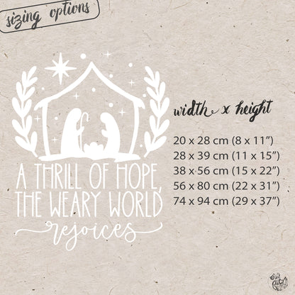 A Thrill Of Hope Reusable White Christmas Carol Quote Nativity Window Cling