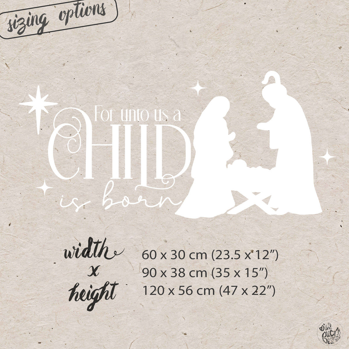 Unto Us A Child Is Born Christmas Reusable Nativity Quote Window Cling