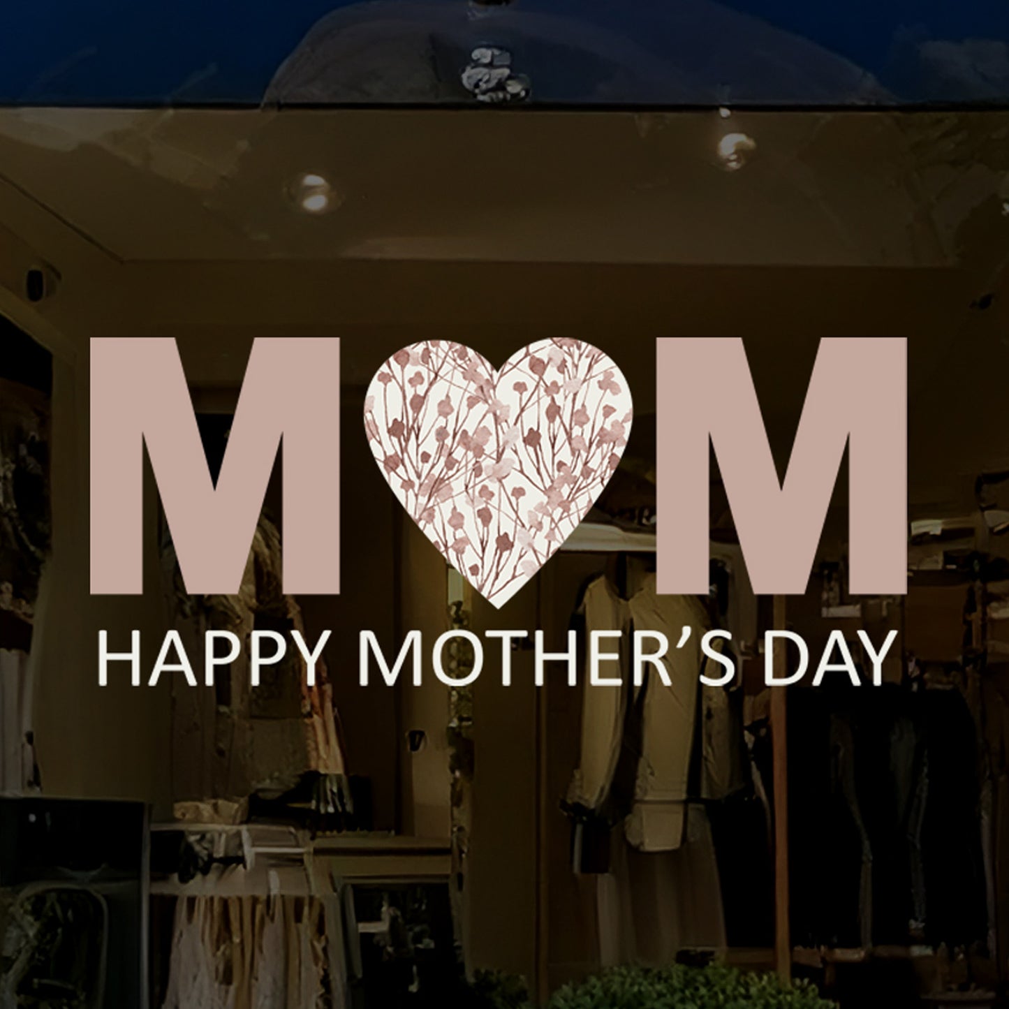 Happy Mother's Day Pink Flowers MOM Window Decal Quote