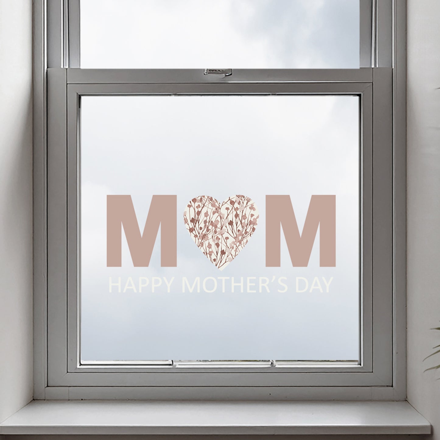 Happy Mother's Day Pink Flowers MOM Window Decal Quote