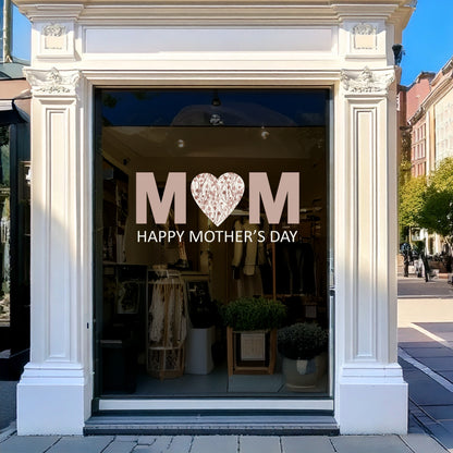 Happy Mother's Day Pink Flowers MOM Window Decal Quote