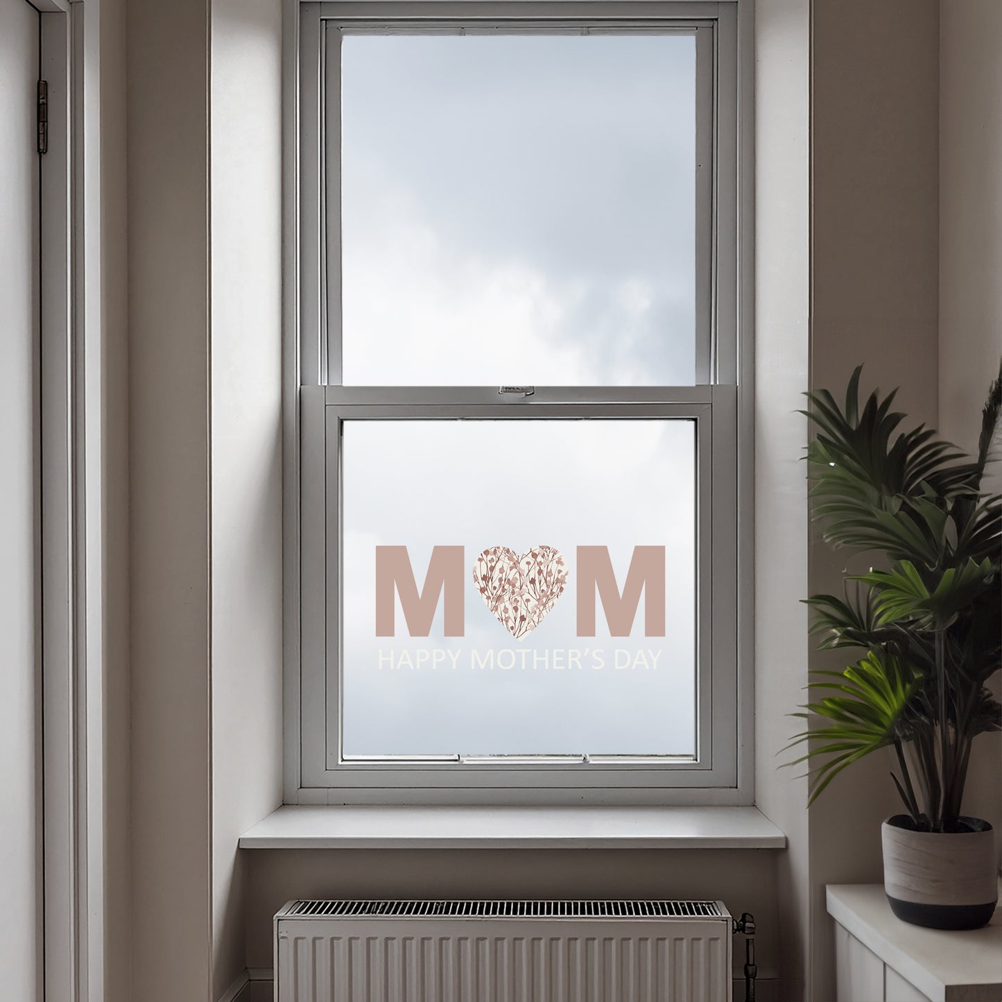 Happy Mother's Day Pink Flowers MOM Window Decal Quote