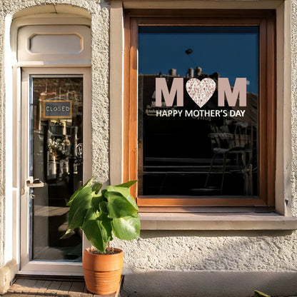 Happy Mother's Day Pink Flowers MOM Window Decal Quote