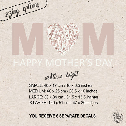 Happy Mother's Day Pink Flowers MOM Window Decal Quote