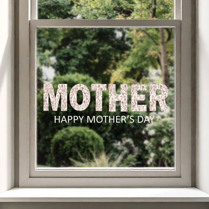Happy Mother's Day Summer Flowers Window Decal Quote