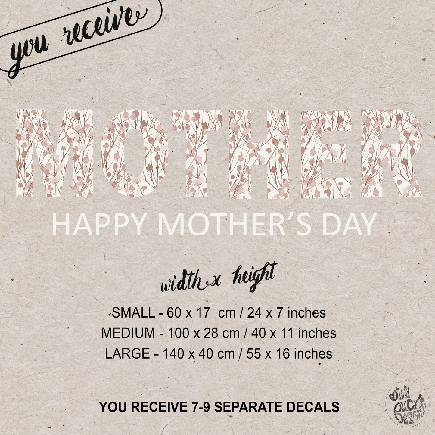 Happy Mother's Day Summer Flowers Window Decal Quote