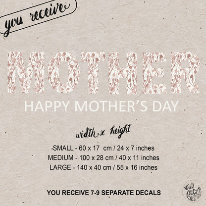 Happy Mother's Day Summer Flowers Window Decal Quote