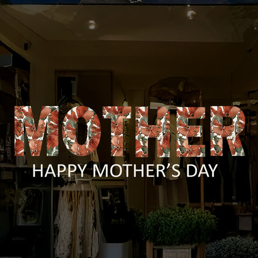 Happy Mother's Day Red Poppy Window Decal Quote