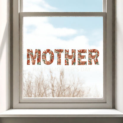 Happy Mother's Day Red Poppy Window Decal Quote