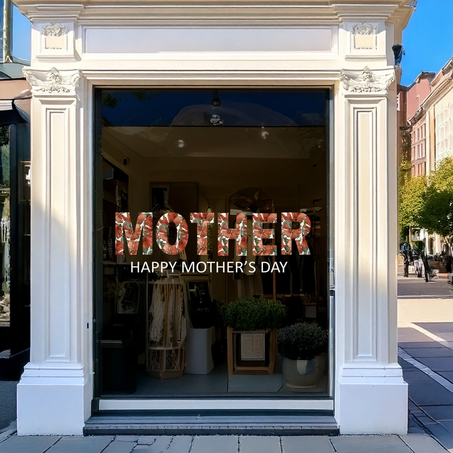 Happy Mother's Day Red Poppy Window Decal Quote