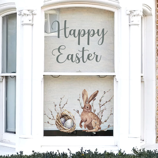 Happy Easter Willow Spring Window Decal Set