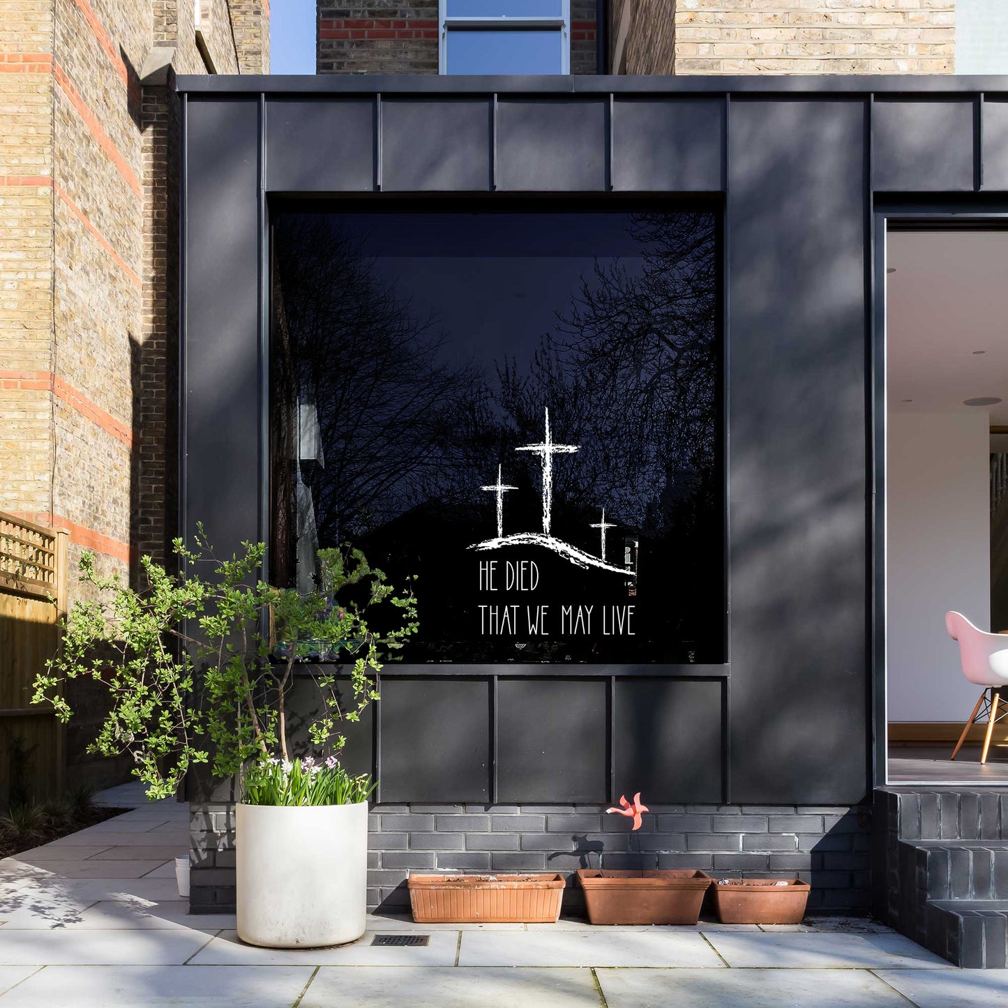 'He Died' Easter Window Decal - Chalk effect