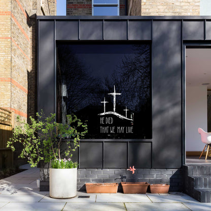 'He Died' Easter Window Decal - Chalk effect