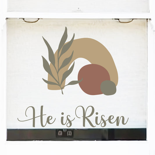 Boho He Is Risen Easter Empty Tomb Window Decal