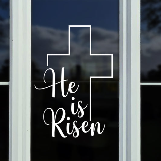 He Is Risen Easter Cross Window Decal