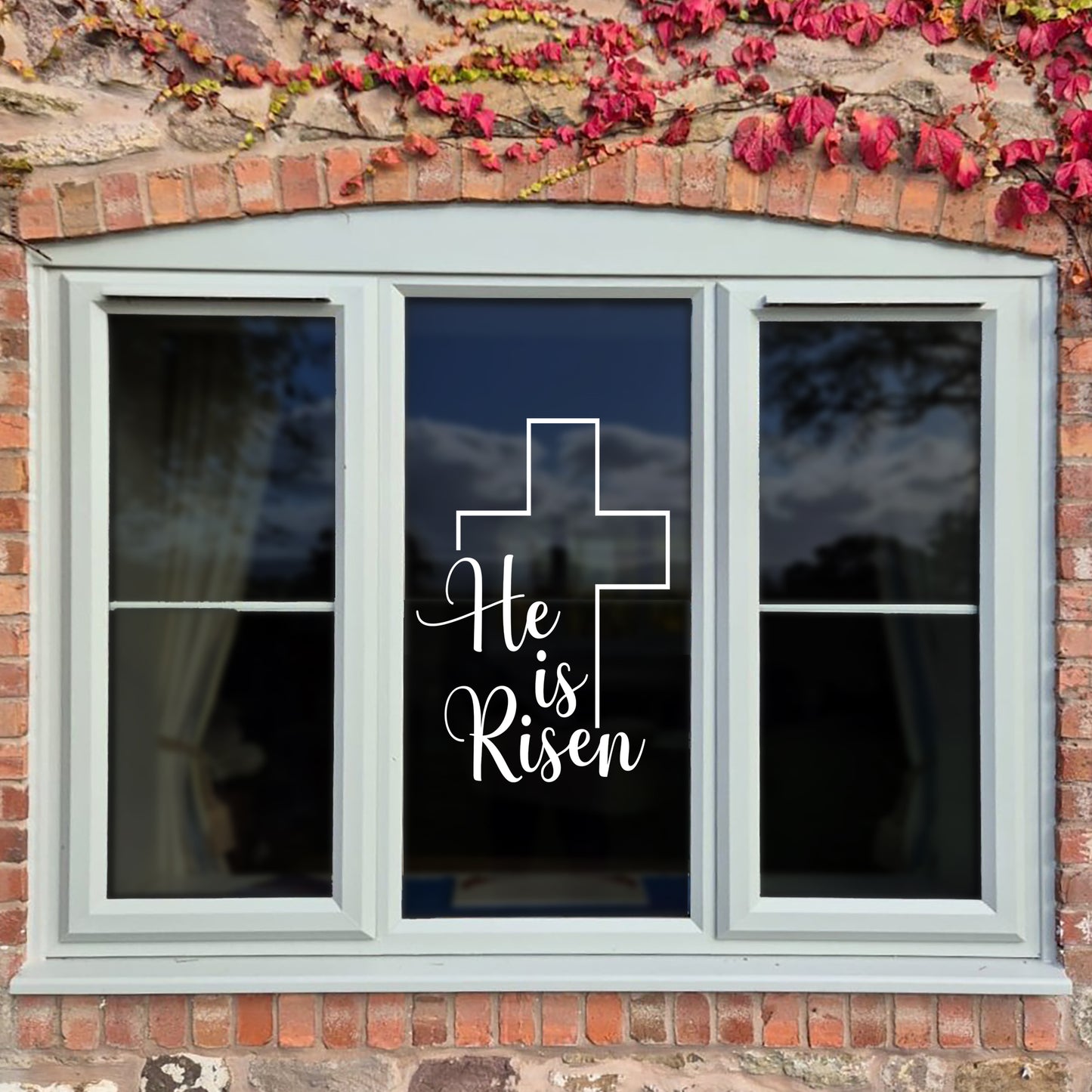 He Is Risen Easter Cross Window Decal