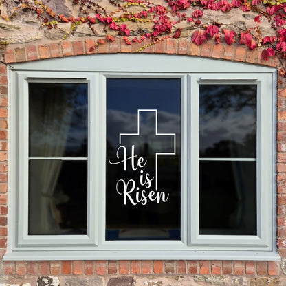 He Is Risen Easter Cross Window Decal