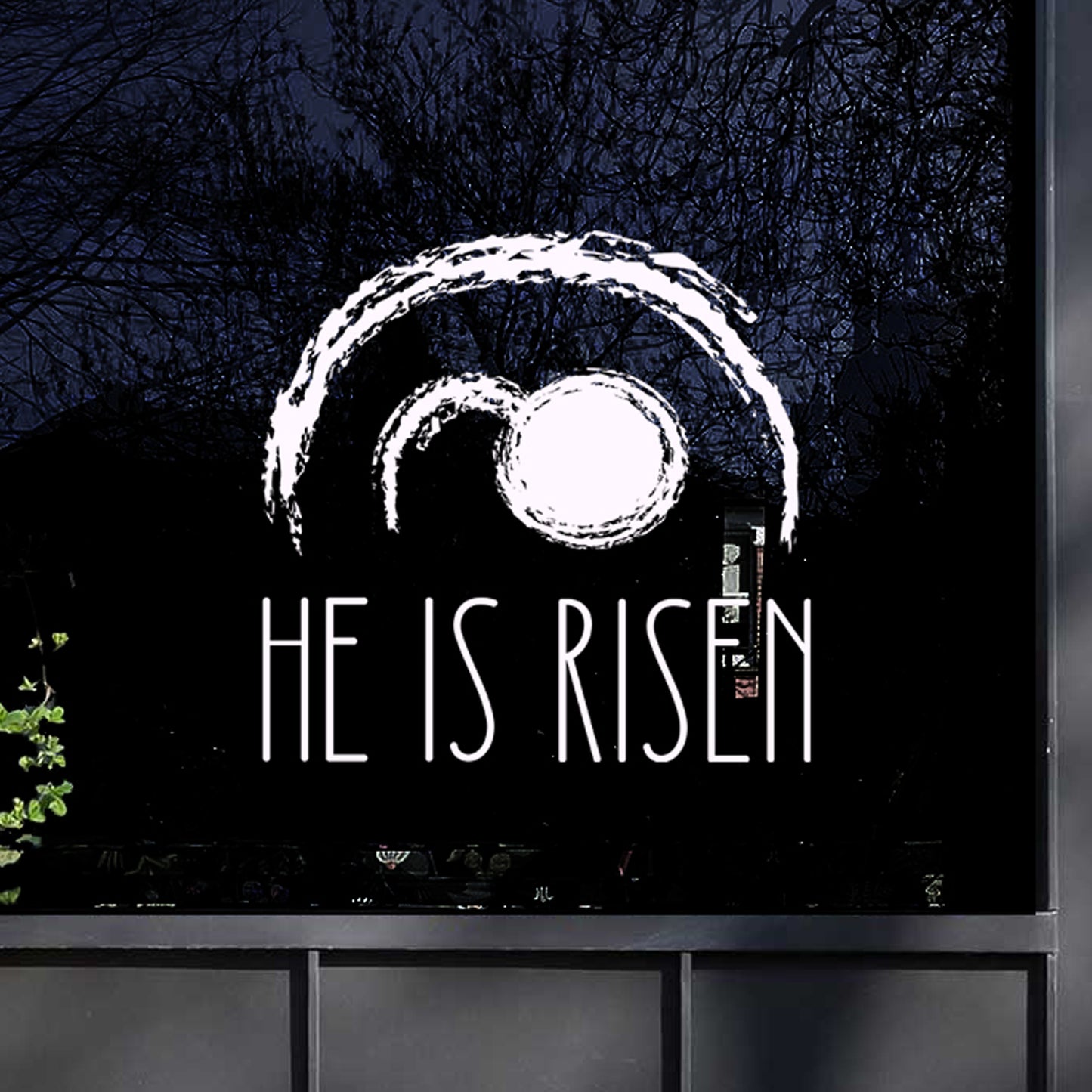'He Is Risen' Easter Window Decal - Chalk effect