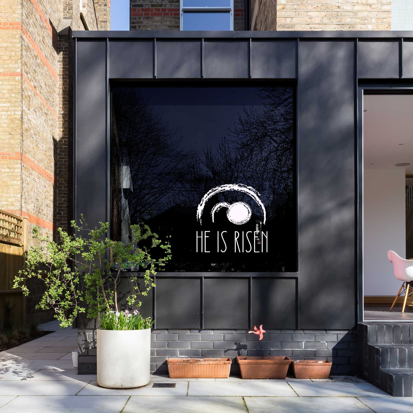 'He Is Risen' Easter Window Decal - Chalk effect