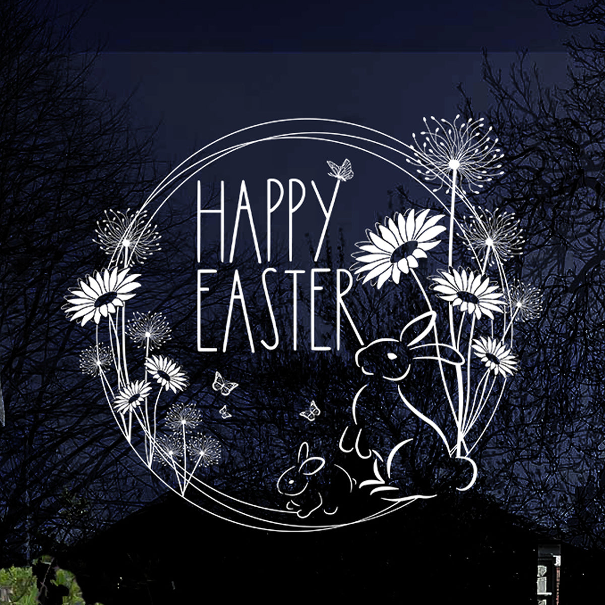Easter Bunny Ring Window Decal