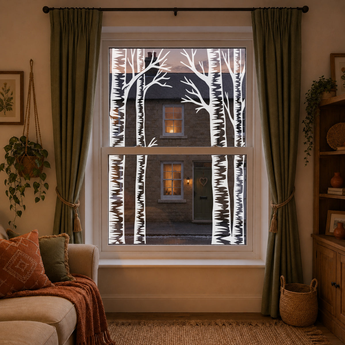White Winter Birch Trees Christmas Shop Window Clings
