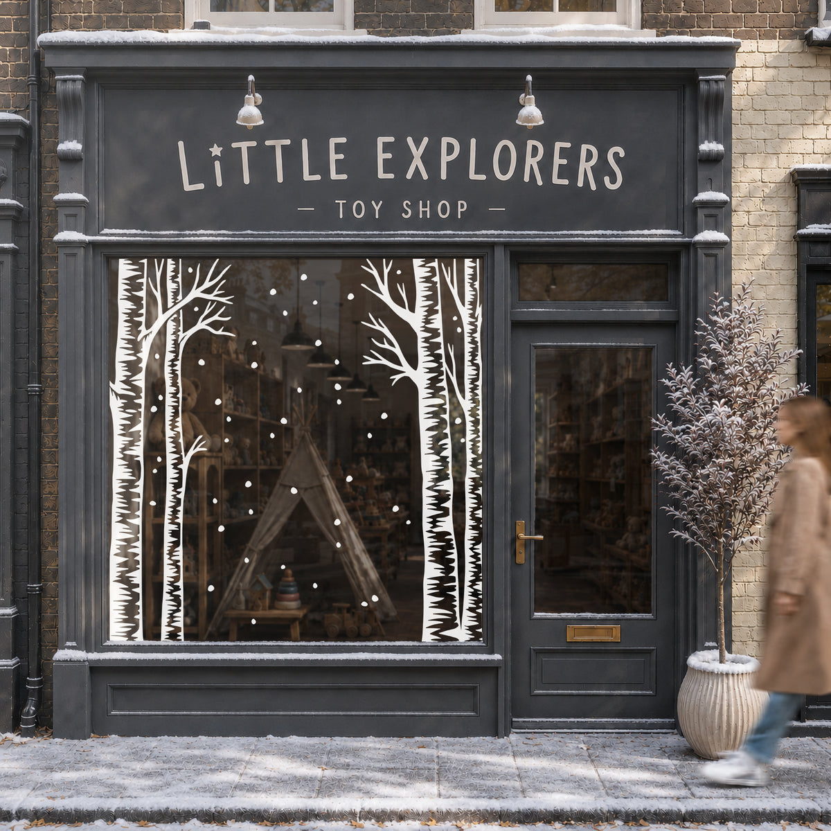 White Winter Birch Trees Christmas Shop Window Clings