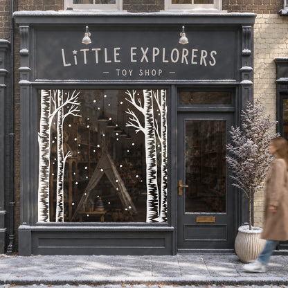 White Winter Birch Trees Christmas Shop Window Clings