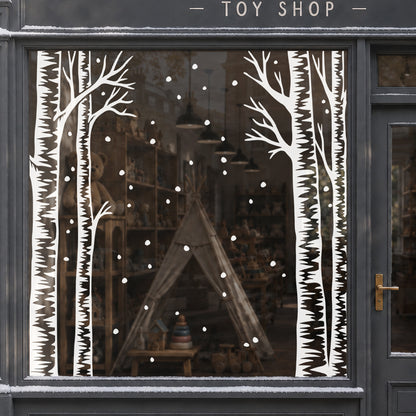 White Winter Birch Trees Christmas Shop Window Clings