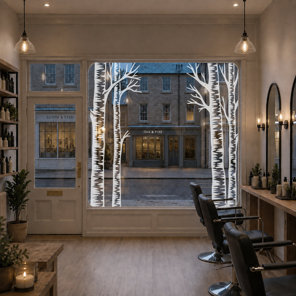 White Winter Birch Trees Christmas Shop Window Clings